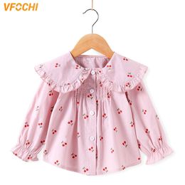 VFOCHI New Girls Blouse Kids Tops Ruffled Collar Girls Long Sleeve Shirt Children Wedding Clothing Baby Girl Top Tee Shirts 210306