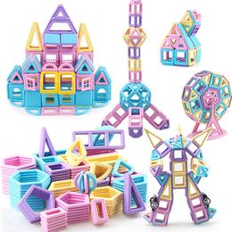 38-346pcs Mini Size Magnetic Building Blocks Constructor Set Macarons Brick Designer Enlighten Bricks Magnetic Toys For Children Q0723