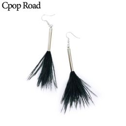 Dangle & Chandelier Cpop Simple Fashion Black Feather Earrings For Women Pink White Pendant Jewellery Accessories Gift