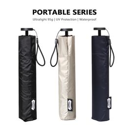 Parachase 95G Ultralight Sun Umbrella Portable Anti UV Travel Folding Rain Women Simple Light Parasol 6 Ribs UPF50+ 210721