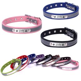 Personalized Engraved Dog Collar Reflective Custom ID Tag Engraved Nameplate Small Medium Large Dog Cat Collar Soft Adjustable Y200922