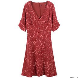 PERHAPS U Red Polka Dot V Neck Button High Waist Halter Hollow Out Short Sleeve Elegant Mini Short Dress Summer D1491 210529