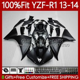 Motorcycle OEM Body For YAMAHA YZF R 1 1000CC YZF-R1 YZF1000 2013 2014 flat black blk Bodywork 97No.4 YZF R1 1000 CC YZFR1 13 14 YZF-1000 2013-2014 Injection mold Fairings