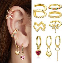 1PC Gold Ear Cuff 925 sterling silver Gold Colours Circle Earring ear clipr Hoop Earrings for kids women Wedding BSE285