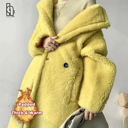 Luck A Women Winter Longer Faux Fur Warm Coat Long Sleeve Female Thick Teddy Bear Coat Casual Loose Oversize Outwears 211018