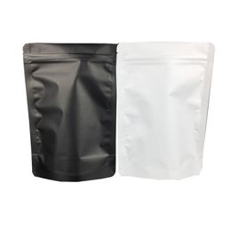 White/Black Aluminium Foil Self sealing Bag Flat Bottom Metallic Mylar Black Zip Bag Food packaging bag