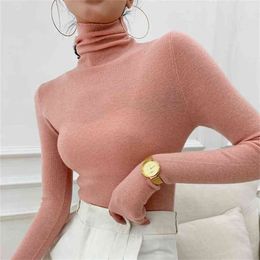 Women 100% Cashmere Wool Pullover Arrival Turtleneck Elasticity Sweater Female Warm Soft Basic Jumper Solid Slim Femme 210914