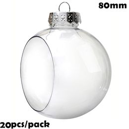 Promotion - 20 Pieces x DIY Paintable/Shatterproof Christmas Bauble Decoration Ornament 80mm Plastic Window Opening Bauble/Ball 201019