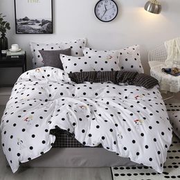 denisroom pink Dot heart Printing linens cute Bedding Sets duvet set kid quilt cover Bed sheets GT41# Y200417