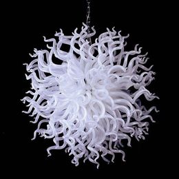 Lamps Modern Hand Blown-Glass Chandeliers Round LED Lights Source 100% White Glass Chandelier for Home Bedroom