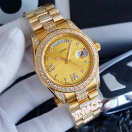 Classic New Men Rome Daydate Gold Diamond silver star Automatic Mechanical watch Stainless Steel Sapphire Day-date Watch 41mm