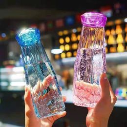 Transparent Glass Water Bottle Creativity Travel Mug Sport Plastic Bottles Camping Hiking Kettle Drink Cup Diamond Gift FHL417-WY1597