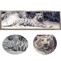 5D Diy Diamond Painting Cross Stitch White Tiger Round Mosaic Embroidery Animals Home Paintings Hobbies Crafts