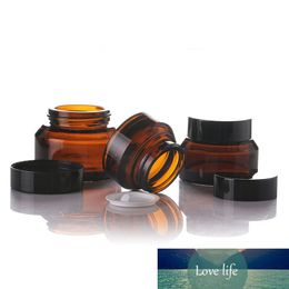 10pcs 15g/30g/50g Empty Brown Glass Refillable Bottles Makeup Jar Pot Travel Face Cream Lotion Vials Amber Cosmetic Containers