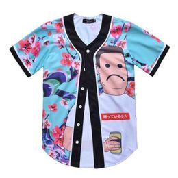 Baseball Jersey Men Stripe Short Sleeve Street Shirts Black White Sport Shirt XAT700