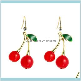 Dangle Jewelrydangle & Chandelier Korean Earrings Fruit Cherry Red Long Cute Simple Fashion Forwomen Wholesale Earring Drop Delivery 2021 Tz