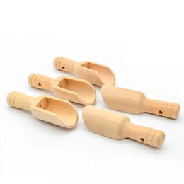 5pcs Mini Wooden Scoops Bath Salt Powder Detergent Powder Spoon Candy Laundry Tea Coffee Spoons Eco Friendly Wood Mini Scoops