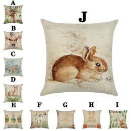 Cushion/Decorative Pillow Happy Easter Linen Pillowcase 45x45cm Print Holiday Home Decoration Cushion Cover Decor
