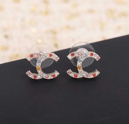 Luxury quality stud earring with Colourful diamond for women wedding Jewellery gift with box free shipping PS3522