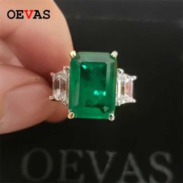 OEVAS 100% 925 Sterling Silver Created Emerald Gemstone Birthstone Wedding Engagement Ring Fine Jewellery Wholesale 211217