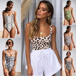 Bathing Suit Women Beach Cover Up Leopard Print One Piece Swimsuit High Waisted Bikini Strapless Sexy Swimsuits Swimwear Women's