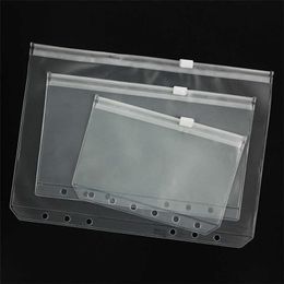 PVC Binder Cover Book Cover Clear Zipper Storage Bag 6 Hole Waterproof Stationery Office Portable Document A5A6A7