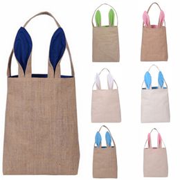 2021 Cute Cotton And Linen Easter Bunny Ears Basket Bag For Easter Gift Packing Easter Handbag For Child Fine Festival Gift