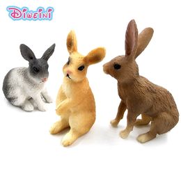 Simulation Rabbit animal models toys figurine small hare forest wild animals plastic Decoration educational toy Gift For Kids C0220