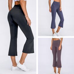32 High Waist Womens leggings yogas suit pants Sports Raising Hips Gym Wear Stripe printing Align Elastic Fitness Workout Flared wide-leg