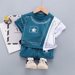 Children's Clothing Sets Summer Hot Baby Boy Sports Suit Short-Sleeved T Shirt + Shorts Cotton Kids Clothes Star X0802