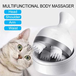 Cat Massager Pet Intelligent Charging 3D Head Massager Cats Automatic Rotate Waterproof Electric Dragon Claw Han Cleaner Dust 210929