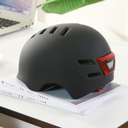 Ultralight Motorcycle Riding Helmet With Front Warning Lights Unisex Bicycle Electric Auto Scooter M/L Size