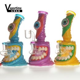 Glass Smoking Accessories Bong Hookahs Clay Surface Banger Hanger 14mm Female Joint 76mm dia 6.5" height with one 4mm Thickness rig 100% High Borosilicate 1441