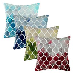 Square Nordic Ins Geometric Pillowcase Digital Printed Flannel Pillow Cushion Cover Home Sofa 45*45cm