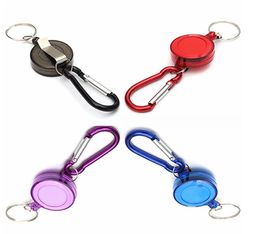 Pure Colour Retractable Keychain Metal Ring ID Badge Lanyard Chain Clip Holder Belt Holiday Party Gift