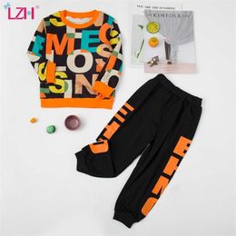 LZH Autumn Winter Baby Boys Clothes Tracksuit Casual Long Sleeve Children Clothing Sweater+Pant 2Pcs Suit Kids Set 1-6 Year 211025