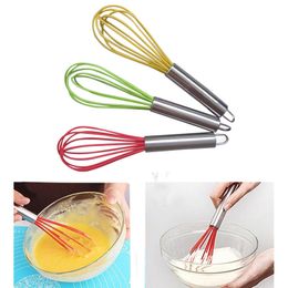 Egg Tools 10 inch silicone coated egg whisk eggbeater stainless steel handle kitchen gadget DH3976