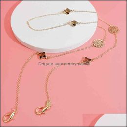 Pendant Necklaces & Pendants Jewelry Ins Small Fragrant Wind Flower Piece Four Leaf Grass Glass Glasses Chain Sweater Waist Mask Drop Delive