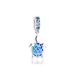 Murano Glass Sea Turtle Dangle Charm for Bracelets Women 925 Sterling Silver Charm Beads for Jewellery Making Valentine Day Q0531