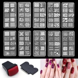 nail stamp plate set UK - Nail Art Kits Stamping Plate Template Stamper Scraper Manicure Beauty DIY Tools Set