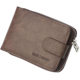 Wallets Baellerry Card Holder Wallet For Men Short Zipper Multi Slots Leather Coin Purse Male Small Cash Money Bag Walet