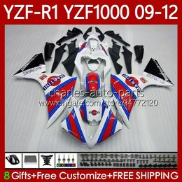 OEM Body For YAMAHA YZF-R1 YZF1000 YZF R 1 1000 CC 2009-2012 Bodywork 92No.17 YZF R1 1000CC YZFR1 09 10 11 12 White red YZF-1000 2009 2010 2011 2012 MOTO Fairings Kit