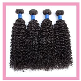 4 Bundles Kinky Curly Brazilian Virgin Human Hair Extensions Four Pieces/lot KC Double Wefts Natural Color Wholesale
