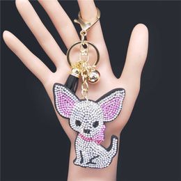 Fashion Mixcolor Cat Crystal Bag Keychain Tassel Key Chain for Women Gold Color Keyrings Jewelry regalos para mujer KXS01 G1019