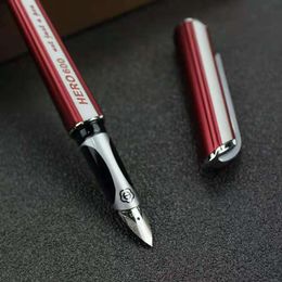 Hero 600 Fountain Pen Metal Ink Pen Fine Nib Silver Cap Stationery Office school supplies Business Writing Pens