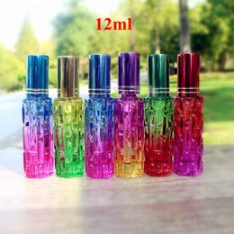 20pcs/lot 12ml Thick Glass Perfume Bottle Clear Glass Spray Bottle Empty Fragrance Packaging Bottle Refillable Colorful