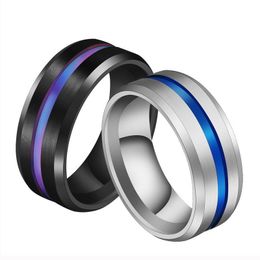 2021 Blue Groove ribbon Stainless steel ring wedding ring engagement rings for women mens rings jewelry Gift