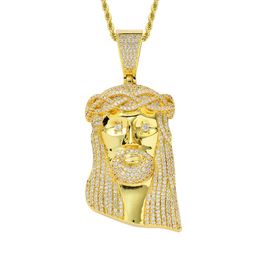 New Silver Color Jesus Pendant Choker HipHop Full Iced Out Cubic Zirconia CZ Stone Jesus Charm Necklace Gift Women Jewelry