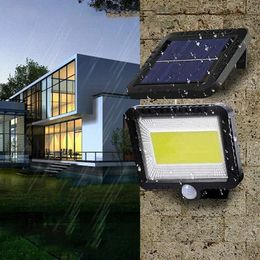 BRELONG BR-0118 Solar Infrared Motion Sensor Floodlight COB 100 LED High Brightness Wall Light Outdoor Lamp