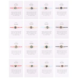 Abalone Shell Charm Bracelets Adjustable Braided String Bangle Gold Plated Jewellery Gift for Women Men With Thanks Card